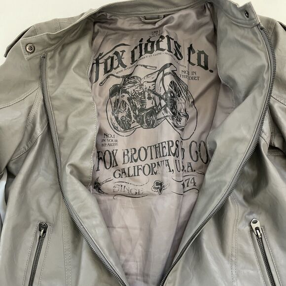 Fox‎ Racing Riders Faux Leather Jacket Womens Biker Size Large Embroidered - Picture 3 of 11